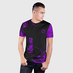 Футболка спортивная мужская Blink 182 фиолетовые брызги, цвет: 3D-принт — фото 2