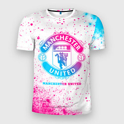 Футболка спортивная мужская Manchester United neon gradient style, цвет: 3D-принт