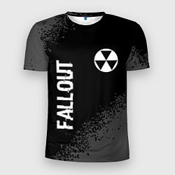 Футболка спортивная мужская Fallout glitch на темном фоне: надпись, символ, цвет: 3D-принт