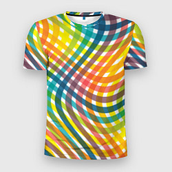 Мужская спорт-футболка Геометрический узор яркие полосатые волны