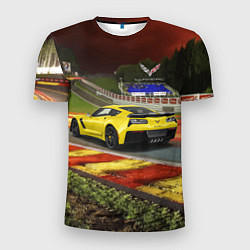 Мужская спорт-футболка Chevrolet Corvette на гоночной трассе