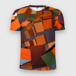 Мужская спорт-футболка Множество оранжевых кубов и фигур
