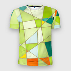 Мужская спорт-футболка Абстрактный салатовый стеклянный паттерн