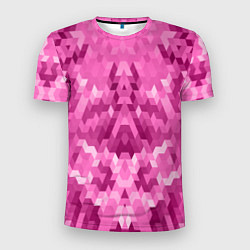 Мужская спорт-футболка Яркий малиново-розовый геометрический узор