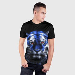 Футболка спортивная мужская Синий неоновый тигр, цвет: 3D-принт — фото 2