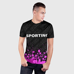 Футболка спортивная мужская Sporting pro football: символ сверху, цвет: 3D-принт — фото 2