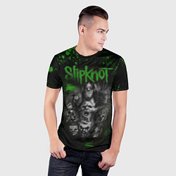 Футболка спортивная мужская Slipknot green, цвет: 3D-принт — фото 2