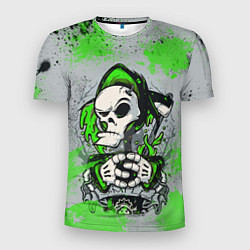 Футболка спортивная мужская Slipknot скелет green, цвет: 3D-принт