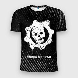Футболка спортивная мужская Gears of War с потертостями на темном фоне, цвет: 3D-принт
