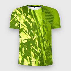 Мужская спорт-футболка Зеленый абстрактный камуфляж