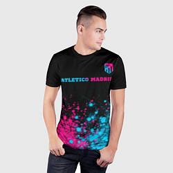 Футболка спортивная мужская Atletico Madrid - neon gradient: символ сверху, цвет: 3D-принт — фото 2