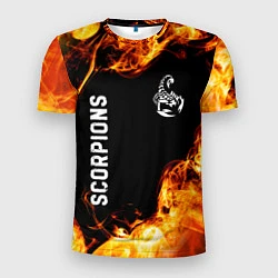 Мужская спорт-футболка Scorpions и пылающий огонь