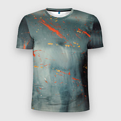 Мужская спорт-футболка Абстрактное множество костюмов в тумане и краски