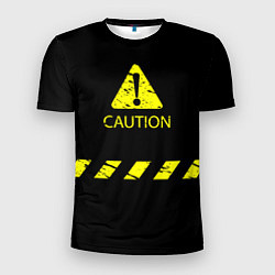 Футболка спортивная мужская CAUTION - Осторожно опасность, цвет: 3D-принт