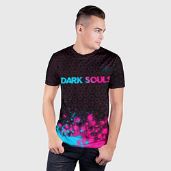 Футболка спортивная мужская Dark Souls - neon gradient: символ сверху, цвет: 3D-принт — фото 2