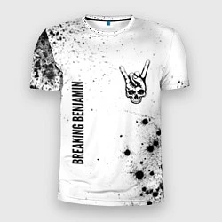 Мужская спорт-футболка Breaking Benjamin и рок символ на светлом фоне