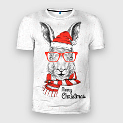 Футболка спортивная мужская Santa Rabbit Merry Christmas!, цвет: 3D-принт