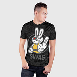 Футболка спортивная мужская SWAG, bad rabbit, merry Christmas, цвет: 3D-принт — фото 2