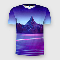 Мужская спорт-футболка Neon mountains - Vaporwave
