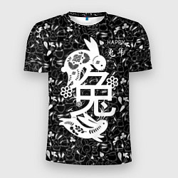 Мужская спорт-футболка Happy chinese new year, black bunnies