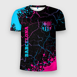 Мужская спорт-футболка Barcelona - neon gradient: надпись, символ