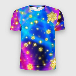 Мужская спорт-футболка Снежинки и звезды - яркие цвета