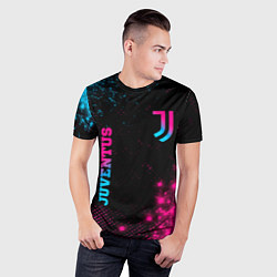 Футболка спортивная мужская Juventus - neon gradient: надпись, символ, цвет: 3D-принт — фото 2