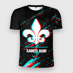 Футболка спортивная мужская Saints Row в стиле glitch и баги графики на темном, цвет: 3D-принт