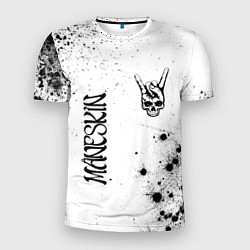 Мужская спорт-футболка Maneskin и рок символ на светлом фоне