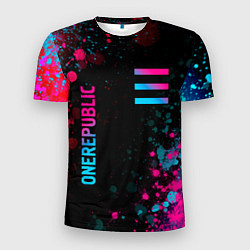 Мужская спорт-футболка OneRepublic - neon gradient: надпись, символ