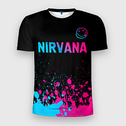 Футболка спортивная мужская Nirvana - neon gradient: символ сверху, цвет: 3D-принт