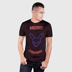 Футболка спортивная мужская Neon christmas bunny, цвет: 3D-принт — фото 2