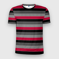 Мужская спорт-футболка Красно-черный полосатый современный узор