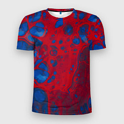 Футболка спортивная мужская Красно-синие разводы, цвет: 3D-принт