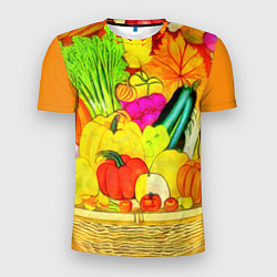 Футболка спортивная мужская Плетеная корзина, полная фруктов и овощей, цвет: 3D-принт
