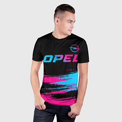 Футболка спортивная мужская Opel - neon gradient: символ сверху, цвет: 3D-принт — фото 2