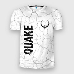 Мужская спорт-футболка Quake glitch на светлом фоне: надпись, символ