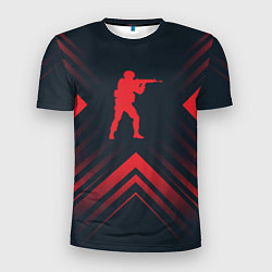 Футболка спортивная мужская Красный символ Counter Strike на темном фоне со ст, цвет: 3D-принт