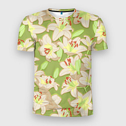 Мужская спорт-футболка Нежные цветы - лилии: цветной паттерн