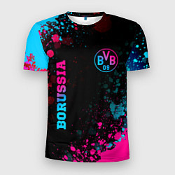 Футболка спортивная мужская Borussia - neon gradient: надпись, символ, цвет: 3D-принт