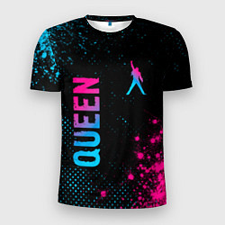Мужская спорт-футболка Queen - neon gradient: надпись, символ