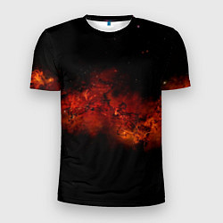 Мужская спорт-футболка Абстрактные взрывы в космосе и красные звёзды