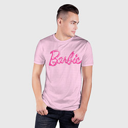 Футболка спортивная мужская Барби - логотип на клетчатом фоне, цвет: 3D-принт — фото 2