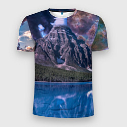 Мужская спорт-футболка Горы и лес у озера