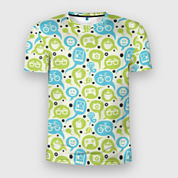 Футболка спортивная мужская Геймпад, велосипед и смайл в пузыре, цвет: 3D-принт