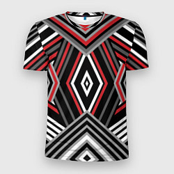 Мужская спорт-футболка Геометрический узор с серыми черными и красными по