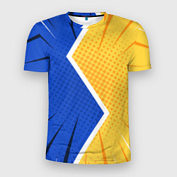 Футболка спортивная мужская Желто-синяя молния, цвет: 3D-принт