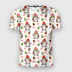 Мужская спорт-футболка Рождественские гномы с подарками