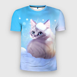 Футболка спортивная мужская Заснеженный котик, цвет: 3D-принт