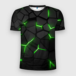 Футболка спортивная мужская Green neon steel, цвет: 3D-принт